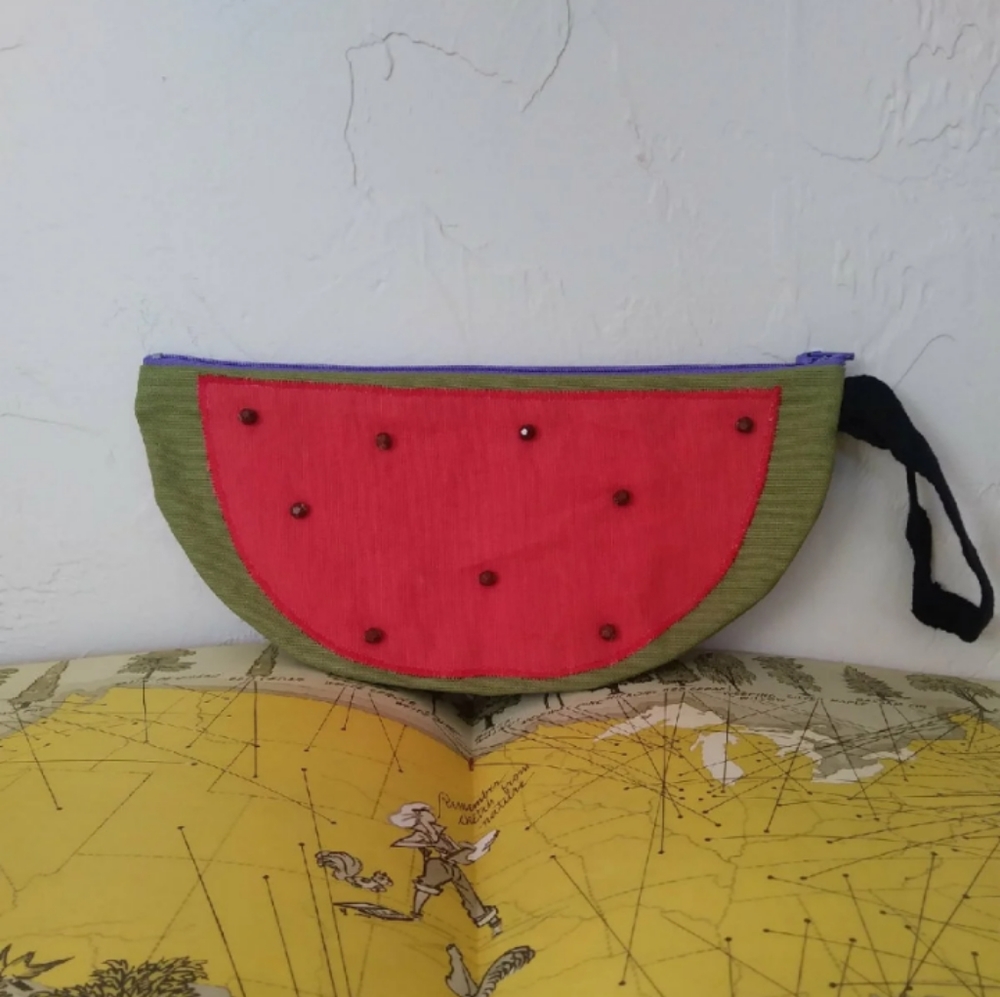 Handmade Watermelon zippered bag